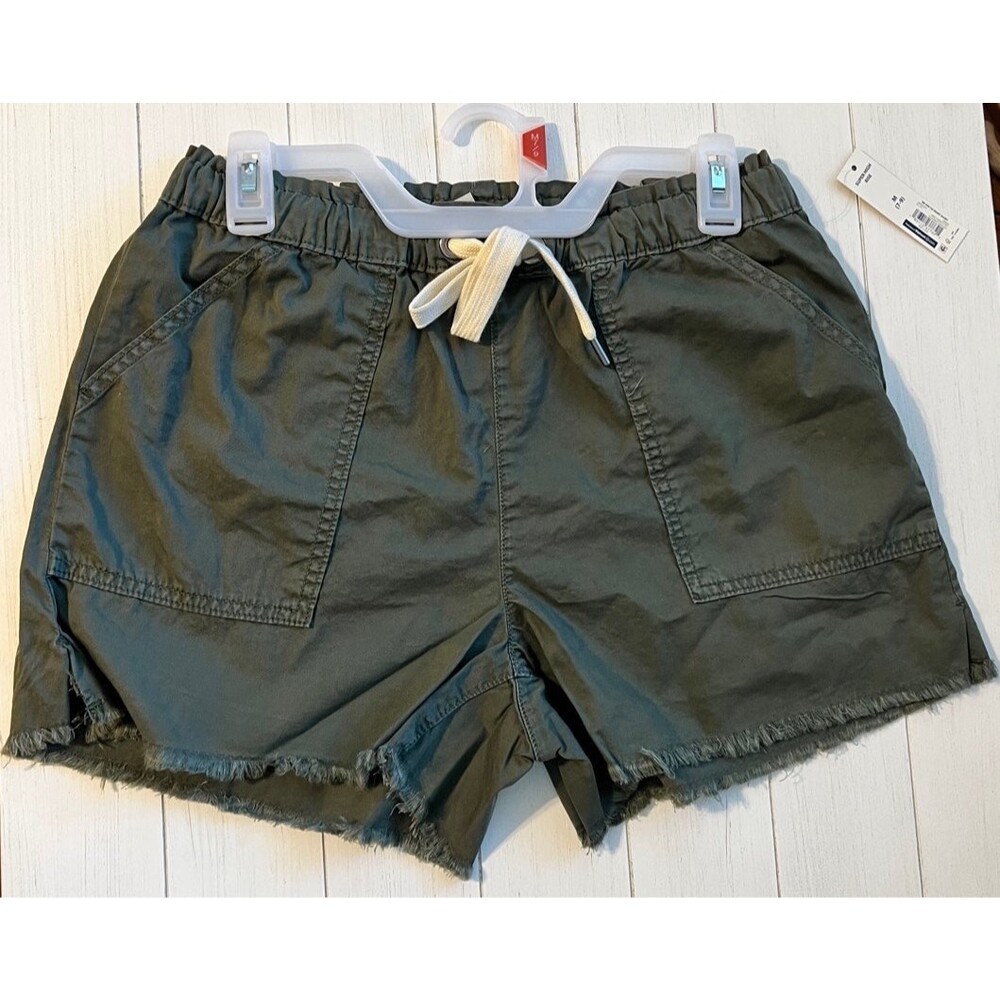 No Boundaries Shorts Juniors M Green Super High Rise Tie Front M Frayed Boho B3 - Picture 7 of 10